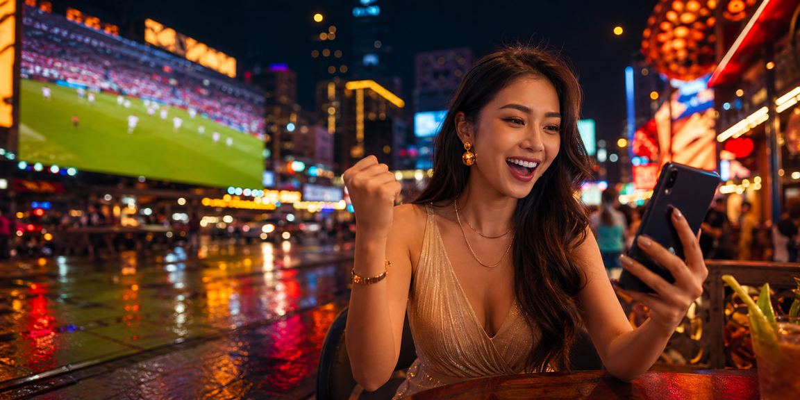 Pengguna menggunakan telefon pintar untuk memantau odds kasino dan sukan di Kuala Lumpur