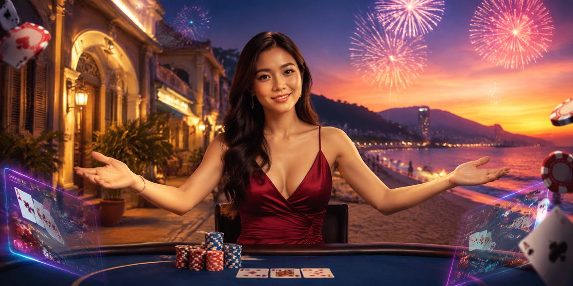 Suasana permainan poker serius di Penang Malaysia dengan tumpuan penuh pemain